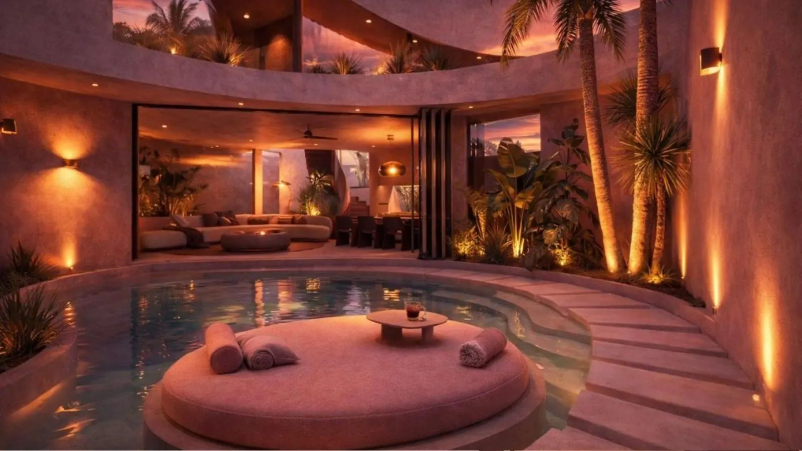 Giselle villa courtyard pool with sunken daybed