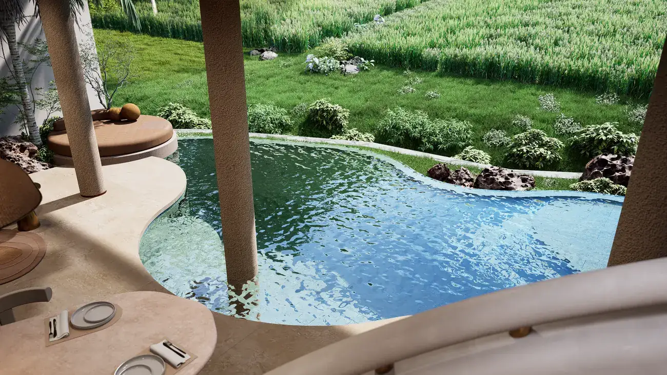 The Pash pool seen from the stairs