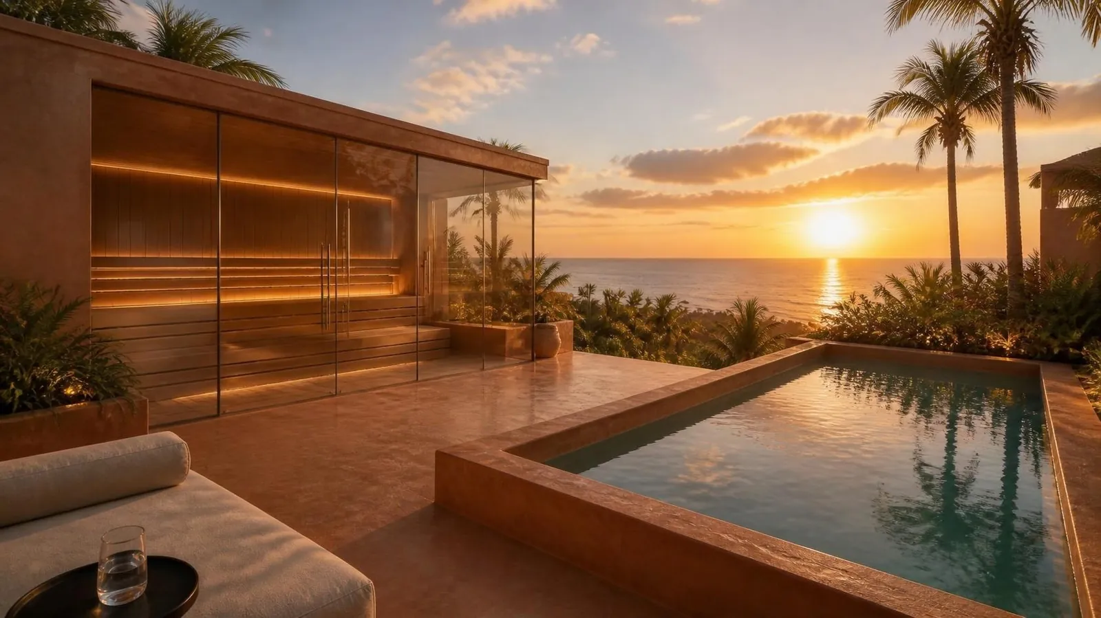The outdoor sauna and pool at SIR, Seseh